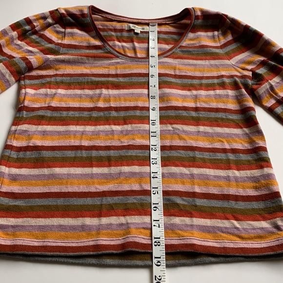 MADEWELL Striped Puff Sleeve Striped Scoopneck Sweater Top XS - Picture 7 of 12